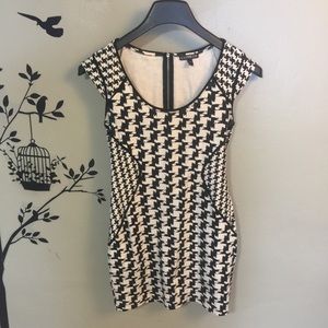 Express Black and White Fitted Dress